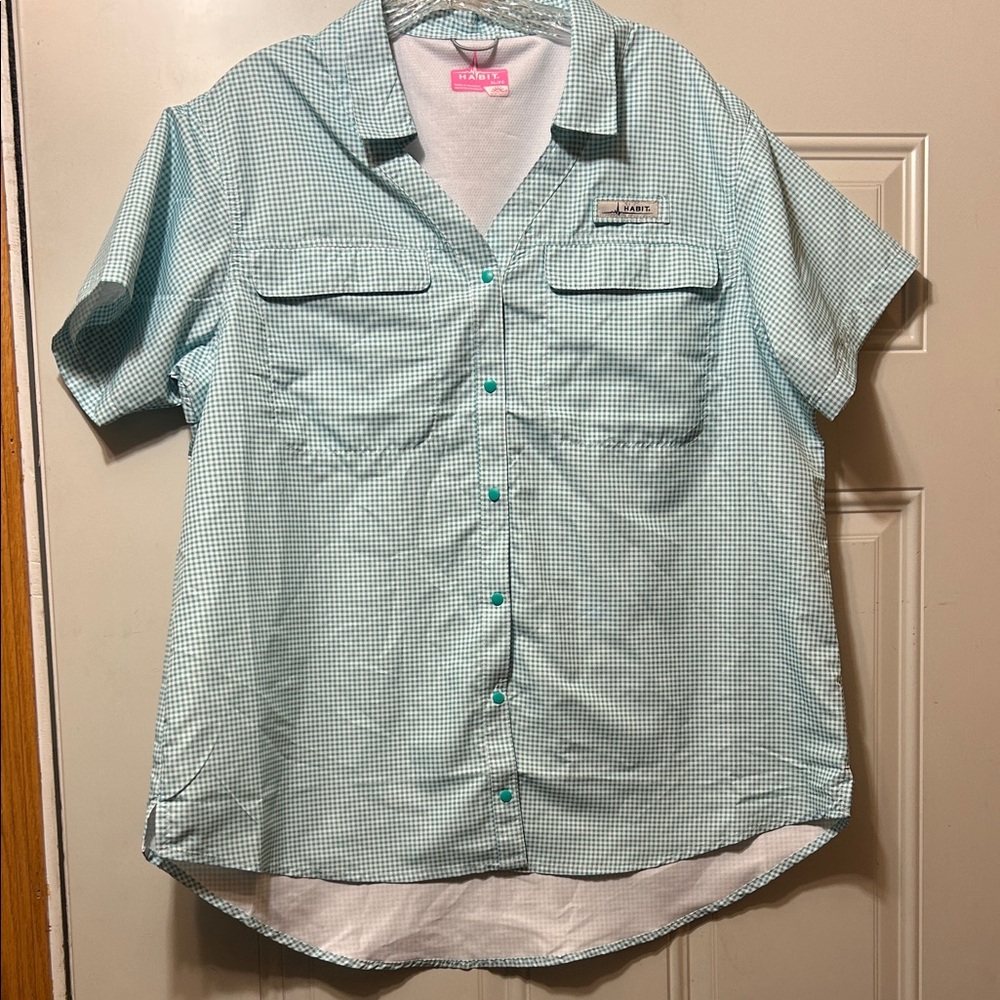 Habit Gingham‎ Short Sleeve Button Shirt XL